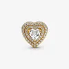 Sparkling Leveled Hearts Charm Pandoras 925 Sterling Silver Luxury Charm Set Armband Making Gold Beaded Charms Designer Halsband Pendant Original Box Wholesale