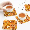 Table Mats 70s Pattern Retro Inustrial In Orange And Brown Tones Coasters Coffee Leather Placemats Cup Tableware For Home Kitchen