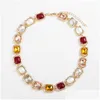 Colliers de perles Designer Lin Zhous Alliage Verre Couleur Diamant Collier incrusté pour la mode et le tempérament des femmes avec une niche High-E Othgg