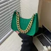Sacos de noite Mulheres Bolsas de Feltro Imitação de Corrente de Metal Underarm Bolsa Senhoras Pequeno Ombro Verde Tote Moda Bolsa de Embreagem