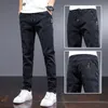 fi 2024 New Arrival Gray Denim Slim Designer Men's Jeans for Men Casual Drawstring Spring Autumn Pants Stretch Trouser Q8em#