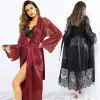 women's Sexy Lingerie Satin Kimo Sleep Dr Sleepwear Robes Pajamas Bathrobe Nightgown Baby Doll 48yA#