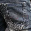 nouvellement Fi Designer Hommes Jeans Rétro Bleu Élastique Stretch Slim Fit Imprimé Déchiré Jeans Hommes Vintage Pantalon Denim Occasionnel Hombre 603i #