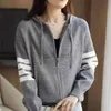 Dames Hoodies Sweatshirts Herfst Winter Los Casual Gestreept Gedrukt Gebreid Koreaans Nieuw Y2K Chic Jas Rits Top Dames Effen Kleur 24328