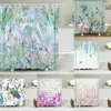 Shower Curtains Waterproof Curtain With Hooks Flower Plant Leaf Printed Bathroom Polyester Cloth Bath For Decor