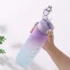 زجاجة مياه تحفيزية متدرجة مع علامة زمنية ، تصميم مقاوم للتسرب ، ملصقات لطيفة للترطيب والإلهام