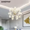 Ljuskronor Sandyha Modern Pendant Lights Luxury Design Crystal Light Maskros Ball Decorative LED Lamp Nordic Living Room Table Chandelier
