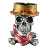Sculptures Spooky Buccaneer Ashtray: Resin Skull Statue for Creative Halloween Home Decor Crafts Statue with Skull and Ashtray Elements