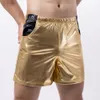 Mens Gold Shiny Tight Leather Tank Tops Boxer Briefs Shorts Clubwear Set Suit Nightclub Stage Party Jackets Costume Streetwear 240326