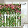 Outdoor-Garten-Duschvorhang, Straße, Blumenlandschaft, Bogen, Grün, Natur, Polyester, Hängevorhänge, Badezimmer-Dekor 240328