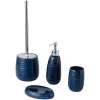 Set Kit da bagno in ceramica blu Set da lavaggio Bocca Tazza Bottiglia di lozione Portasapone Scopino da bagno Set da 4 pezzi Accessori decorativi