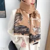 Scarves Woman's Imitation Cashmere Ink Painting Scarf For Women In Winter Thickened Warm Shawl Outfit