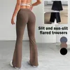 Kobiety mikro rozkloszowane spodnie rekinów Legginsy Slim Yoga Pants Women talia szerokopasmowe spodnie na gym sport Flered Dance Spodni 69di#