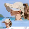 볼 캡 여름 햇볕 모자 바이저 여성 확장 가능한 가장자리 빈 탑 야구 모자 UV 보호 해변 모자