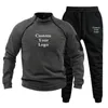 Heren Hoodies Sweatshirts Nieuwe aangepaste effen kleur Nieuwe hoogwaardige heren vrijetijdssport Ronde hals Hoodless trui Pullover + Outdoor hardloopbroek set 24328