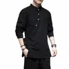 Mens kinesiska stil hampskjorta Cott linne tang kostym Hanfu retro stand-up krage zen kläder harajuku toppar kläder män kläder l6ex#