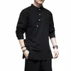 Chemise de chanvre de style chinois pour hommes Costume Tang en lin Cott Hanfu Rétro Col montant Zen Vêtements Harajuku Tops Vêtements Vêtements pour hommes l6EX #