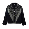 fi 2024 Spring New Denim Coat Men's Women's Short Beads Tassel Jacket Top Youth Popularity Trendy Lg Sleeve Men's Clothes w9fC#