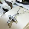 Kedjor Fashion Luxury 925 Sterling Silver Necklace Female Cross Pendants Jewelry for Women White Zircon Stone Anniversary Gift261T