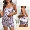 Ev Giyim Kadın Pijama Setleri İpek Saten Seyir Seksi Slices Giyim Takım Şortları Takım ince Yaz Serin Nightwear Pijama Femme Homewear Pour