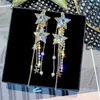 Orecchini a goccia stella stile coreano con ciondolo per donna Nuovi bijoux nappa lunga cristallo blu lucido orecchini pendenti accessori per gioielli Y240328