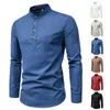 men's Casual Formal Shirt Linen Lg Sleeve Shirts Male Blouses Slim Social Busin Shirts Top Elegant Shirts For Man Clothing C1bu#