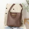 Bag Bucket Pure Color Pu Soft Leather Simple One-Shulder Two-in-One Female Casual Retro stor kapacitet Fashion Messenger