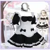 Sexy noir et blanc Lolita Maid Dr avec arc femmes japonais élément quadratique Anime uniforme Cosplay lapin jupe Kawaii costume 546J #