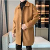 2023 Vintermän Busin Casual Woolen Jacket Stänga av kragen Wool Coat New Thicken Warm Male Blends Trench Windbreaker D1DE#