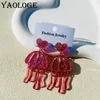 Серьги-подвески YAOLOGE 2024, акриловые серьги на День святого Валентина, розовая любовь, медуза, сверкающая пудра, кулон, креативный персонализированный женский подарок