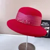 Berretti Boutique francese di alta qualità Cappelli in feltro per donna Donna Elegante temperamento Cappello Fedora a tesa larga Perla Berretto cloche di lusso