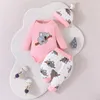 Kleidungs-Sets, geborenes Baby, Strampler-Outfits, Koala-Druck, Langarm-Overalls mit Hosen, Mütze, Mütze, niedliche Winterkleidung für Kleinkinder