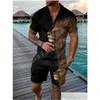 Heren trainingspakken Zomer trainingspak voor heren Rits Oversized 2-delige sets voor mannen Business Casual 3D-geprint Hoge kwaliteit mode Dro Dhxo6