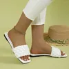 Hausschuhe Weiß Weben Sommer Frauen Flache Outdoor Flip-Flops Sandalen Indoor Hause Schuhe 2024 Koreanische Design Pantuflas