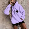 Vrouwen Hoodies Sweatshirts Dames Lange Mouw 2023 Herfst Mode Hart Print Tops Casual Losse Capuchon 24328