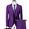 men Slim Busin Casual Suits Dr Three-piece Set Jacket Pants Vest / Male Wedding Groom Blazer Coat Trousers Waistcoat 87LO#