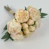Декоративные цветы 6 шт. открытые с 4 бутонами искусственный пион высокого качества шелковый цветок для свадебного букета вечерние украшения для дома