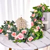 Couronnes de fleurs décoratives Rose Vignes florales artificielles pour chemin de table Portes Décoration Intérieur Extérieur Toile de fond Décor mural Faux Dhg0I