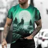 T-shirt à manches courtes pour hommes, imprimé Animal loup, décontracté, de rue, surdimensionné, vêtements Vintage, 2024