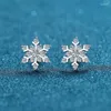 Stud Earrings Luxury Platinum Pt950 Test Passed 0.72ct Moissanite Diamond Women Snowflake Rhodium Sparkly Fine Jewelry Gift