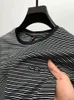 Men's T Shirts High End Ice Silk Breathable Short Sleeved T-shirt Round Neck Summer Trend Black And White Stripe Casual Youth Top