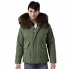 meifng Korte Parka Met Koffie Bruin Nepbont Voor Mannen Met Racco Bontkraag Winter Casual Overjas 24bM #