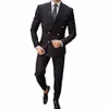 new Arrival Suits for Men Fi Peak Lapel Double Breasted Male Blazer Smart Casual Formal Wedding Tuxedo Slim 2 Piece Set G1MS#