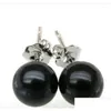 Dangle Chandelier Earrings Jewelry 925 Sier Match 7.5Mm Perfect Round Black Akoya Pearl Earring Drop Delivery Ot7Of