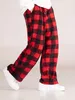 autumn and Winter Black Red Plaid Pants Christmas Party Pants Casual Sports Versatile Loose Straight Leg Pants Men's American Re H4tf#