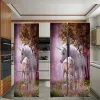 Stickers Wooden Bridge Stair Refrigerator Covering Sticker Door Wrap For Fridge Flower Floral Printed Poster Kitchen Upholstery Wallpaper