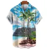 Nova camisa masculina havaiana praia cocut árvore impressão camisa para homens lopel pescoço bunda manga curta topo fi roupas masculinas blusa g5iG #