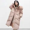 Puffer Jacket Women Clothes Korean Hooded Mid-Length Coats Ladies Warm Down Jacket Women White Duck Down Coat De Mujer U9ez＃