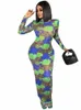 HUGCITAR Mesh Floral Print Lg Manches Épaulettes Sexy Slim Maxi Dr Voir à travers l'été Fi Streetwear Party Outfit Y2K 29RF #