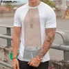 Homens camisetas 2023 Mens T-shirt Malha Patch Trabalho O-pescoço Manga Curta Roupas de Rua Camisetas Moda Transparente Verão Mens Roupas S-5XL24328